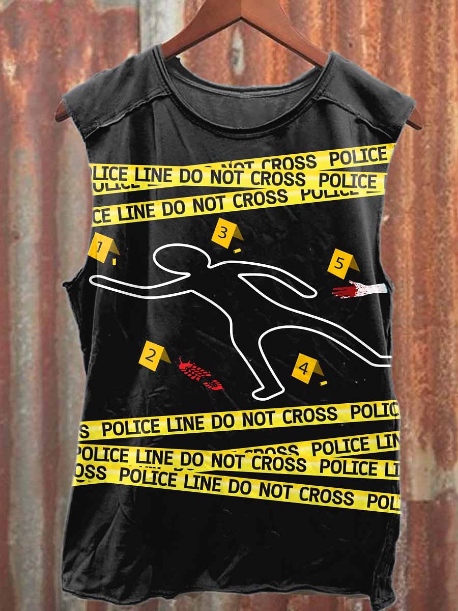 Crime Investigator Printed Casual Cotton Tank Top