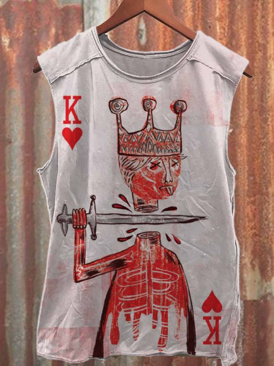 Retro Graffiti Print Casual Pure Cotton Tank Top