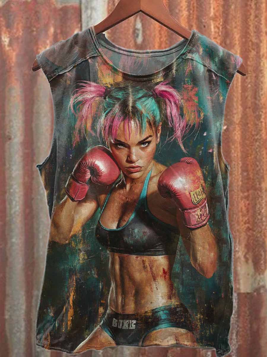 Vintage Boxing Casual Cotton Tank Top