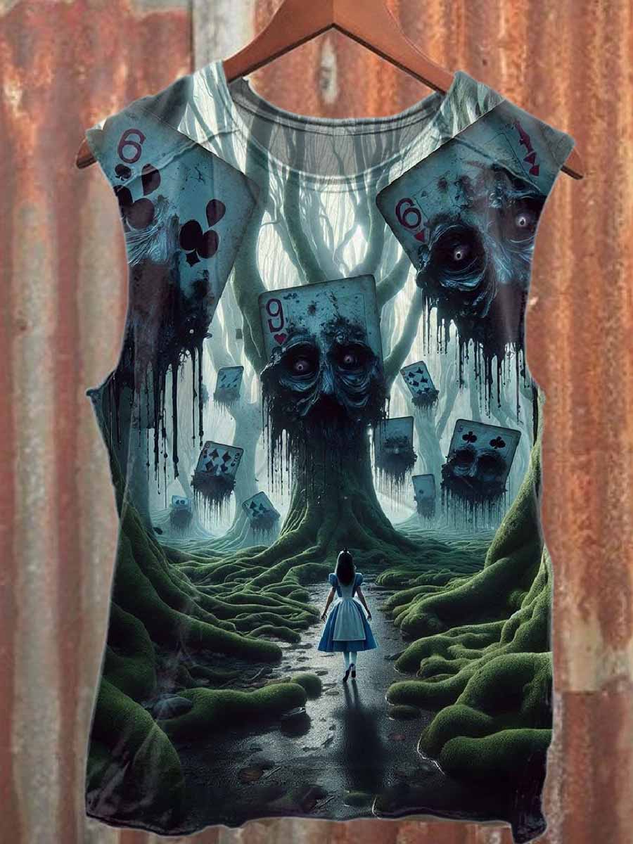 Retro Graffiti Print Casual Cotton Tank Top