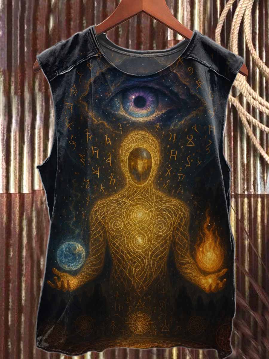 Vintage Sacred Geometry Loose Cotton Tank Top