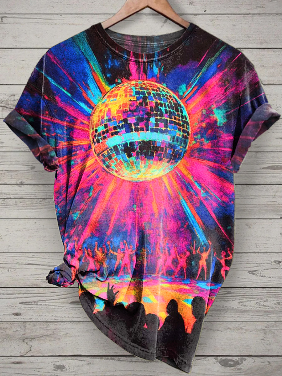 Unisex Liquid Light Show Printed Vintage Fashion Loose Short Sleeve T-Shirt