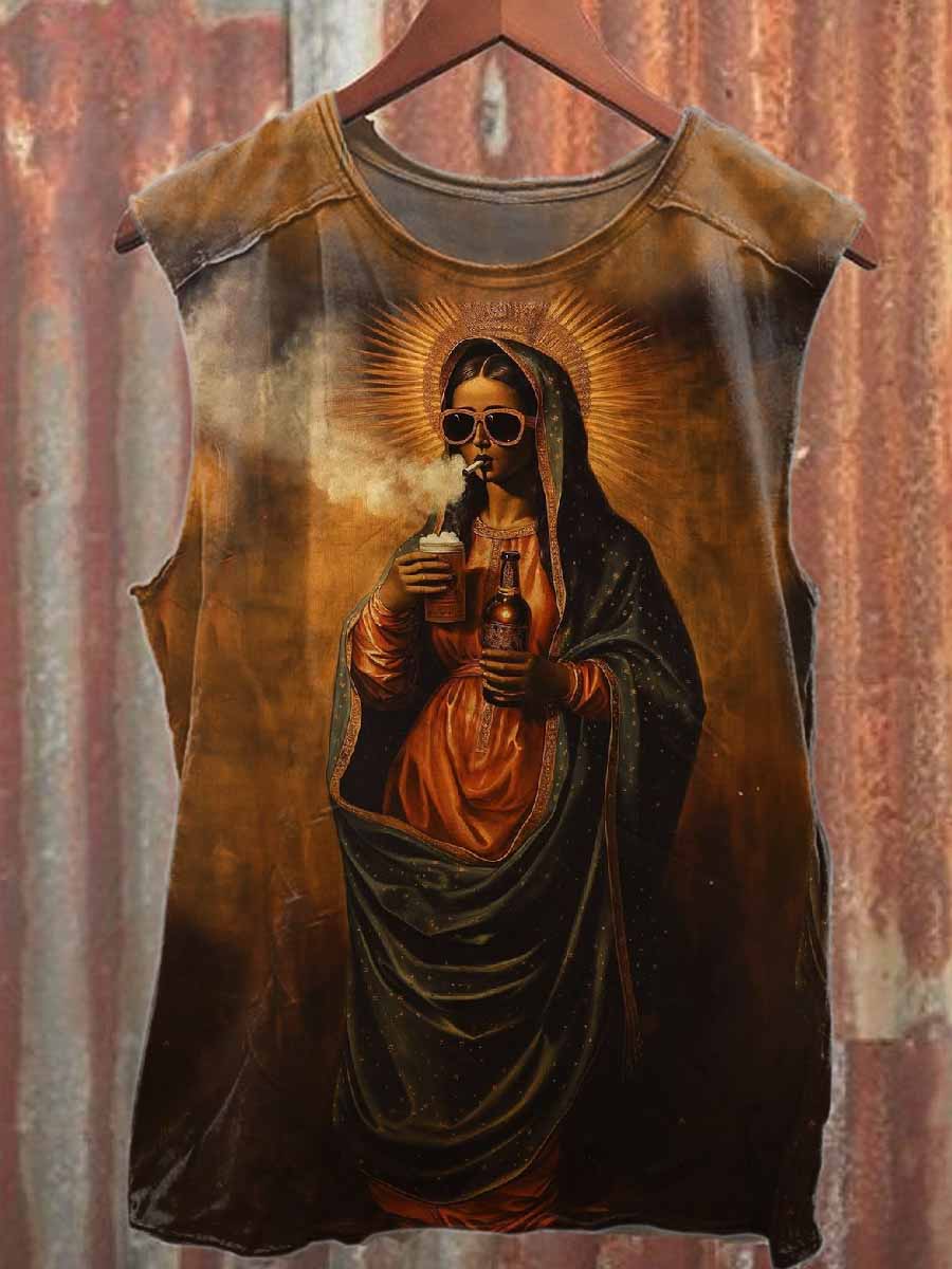 Retro Graffiti Print Casual Cotton Tank Top