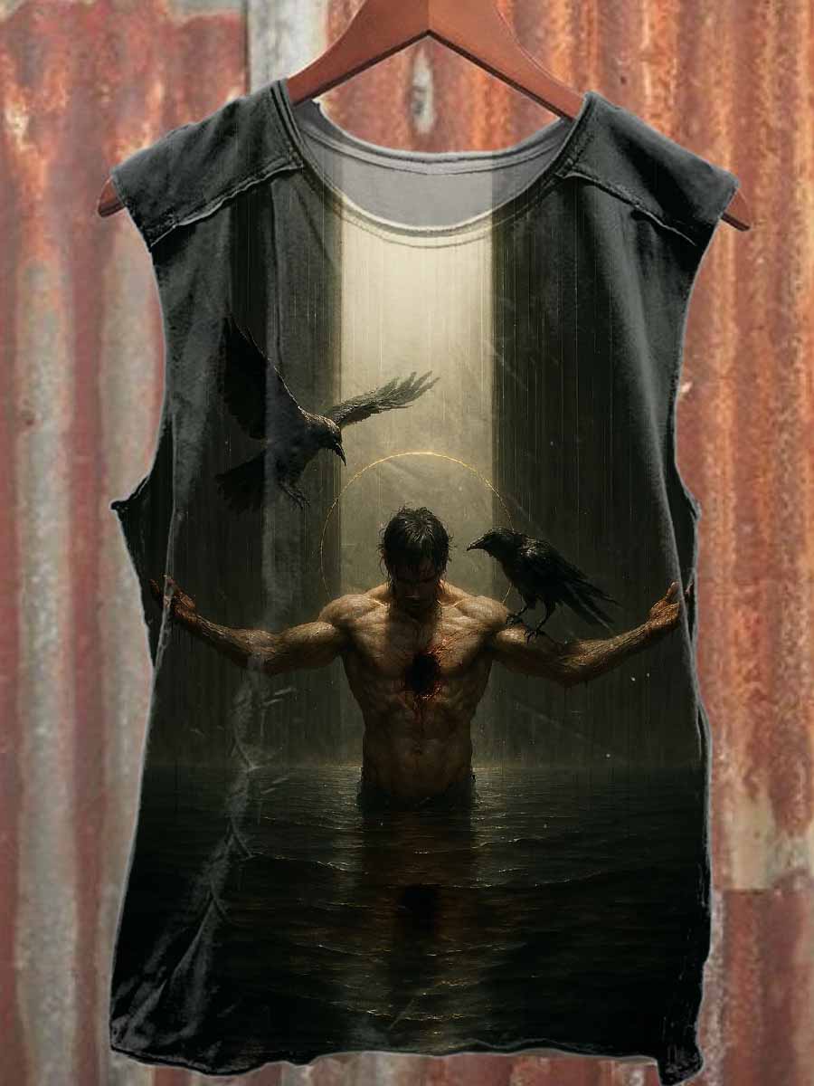Vintage Dark Print Casual Cotton Tank Top
