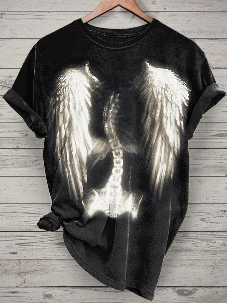 Unisex Psychedelic Skeleton Printed Vintage Fashion Loose Short Sleeve T-Shirt