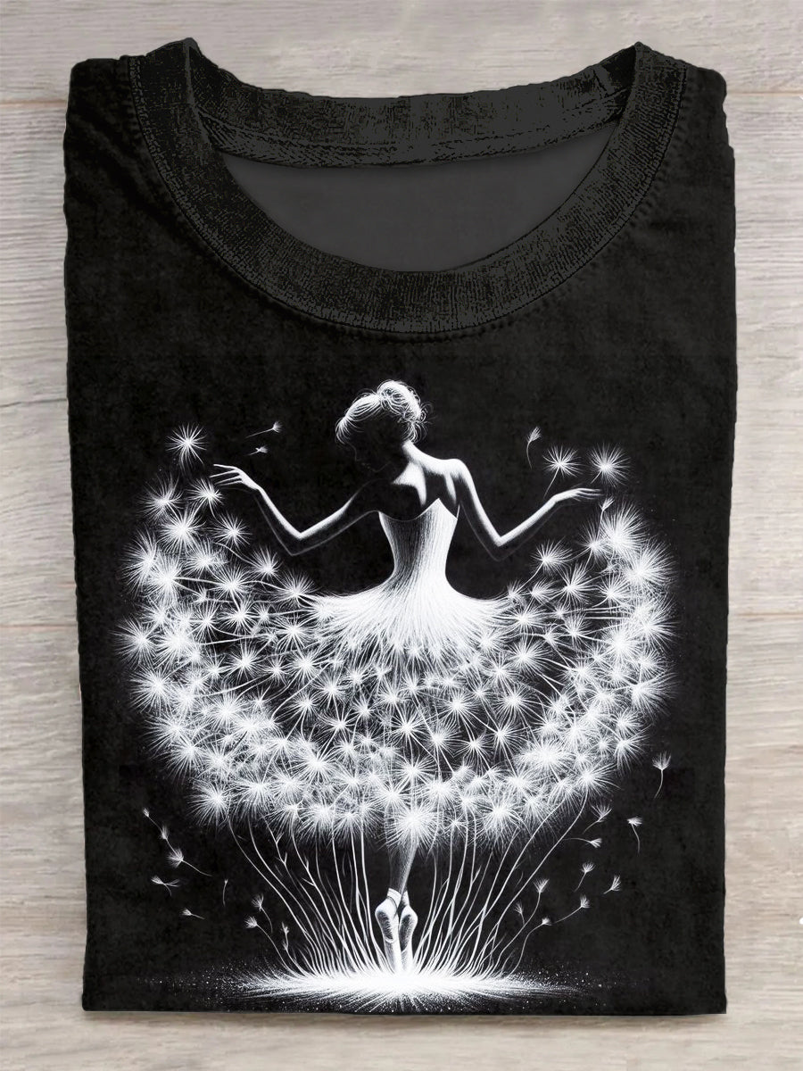 Unisex Funny Dandelion Printed Vintage Fashion Loose Short Sleeve T-Shirt