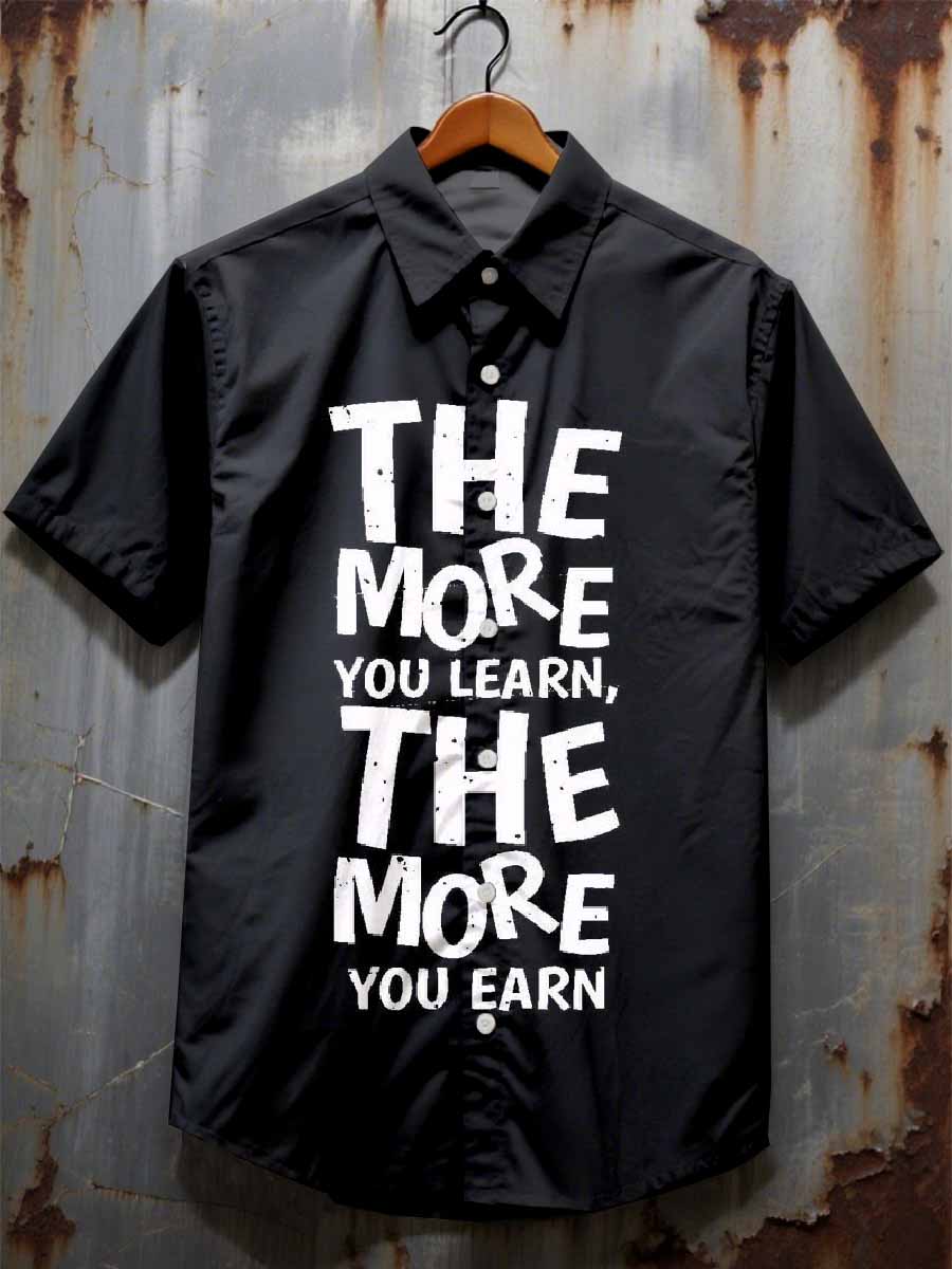 Vintage Print Casual Cotton Short Sleeve Shirt
