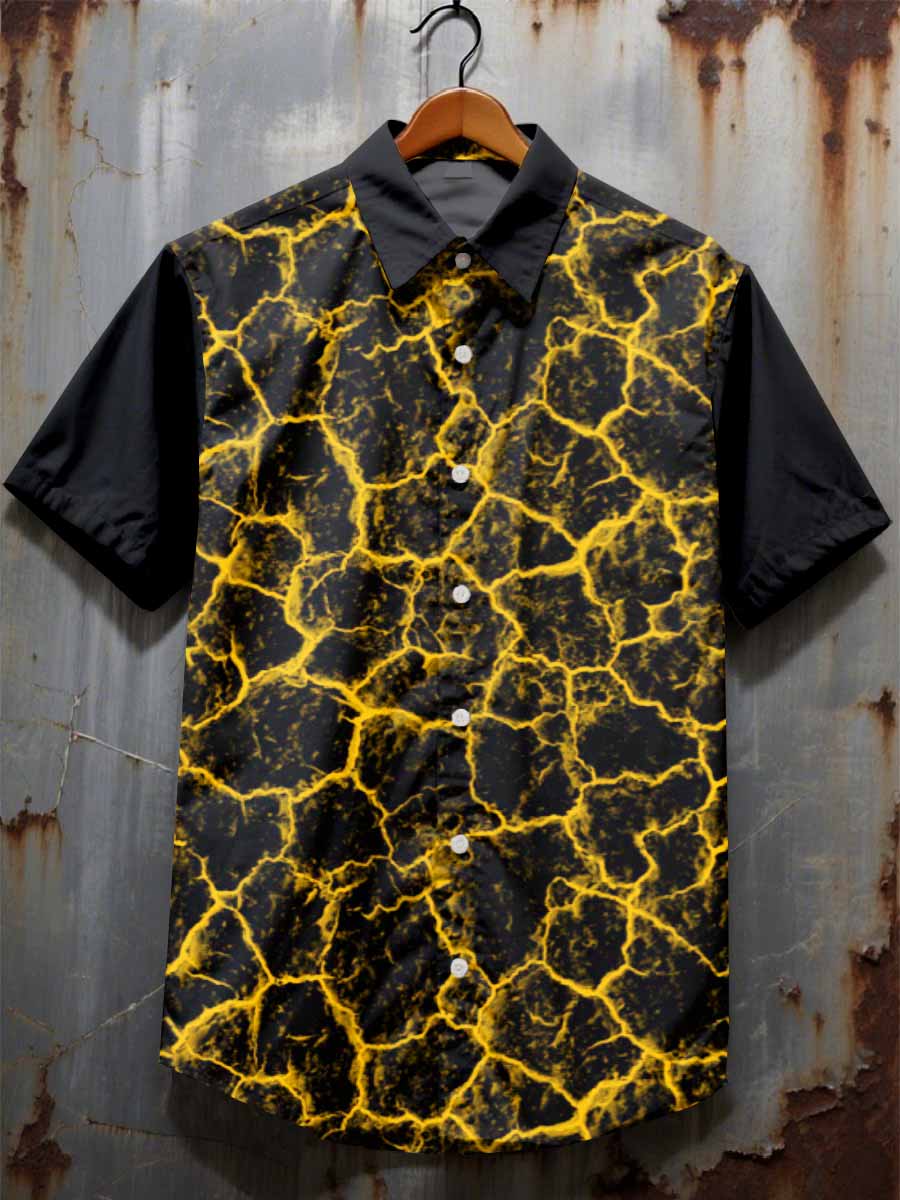Retro Graffiti Print Casual Cotton Short Sleeve Shirt