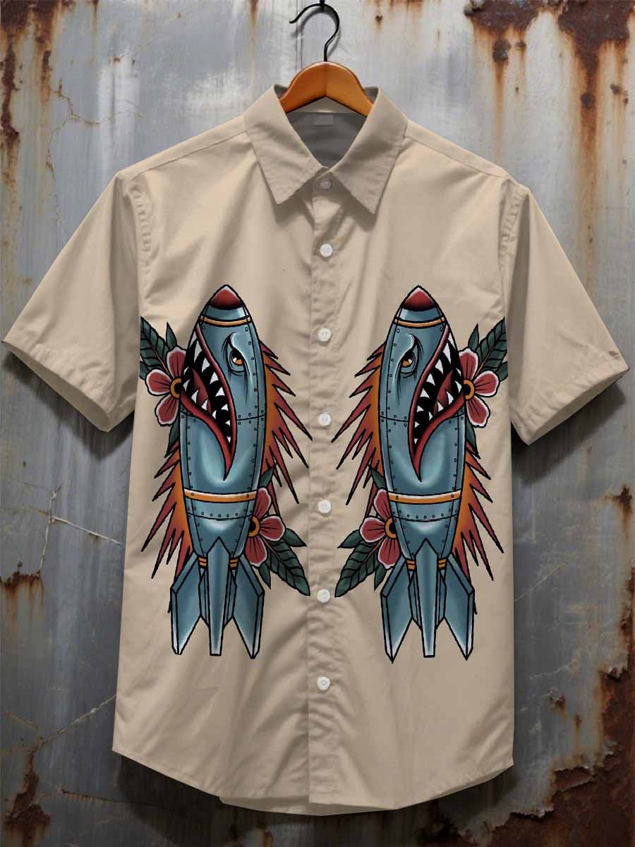 Men's Graffiti Print Casual Cotton Shirt
