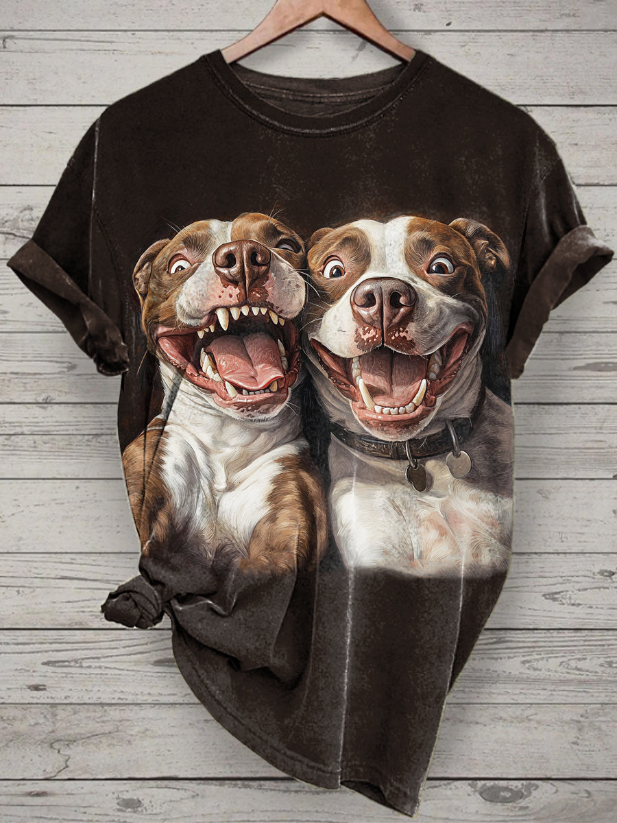 Unisex Animals Printed Vintage Fashion Loose Short Sleeve T-Shirt