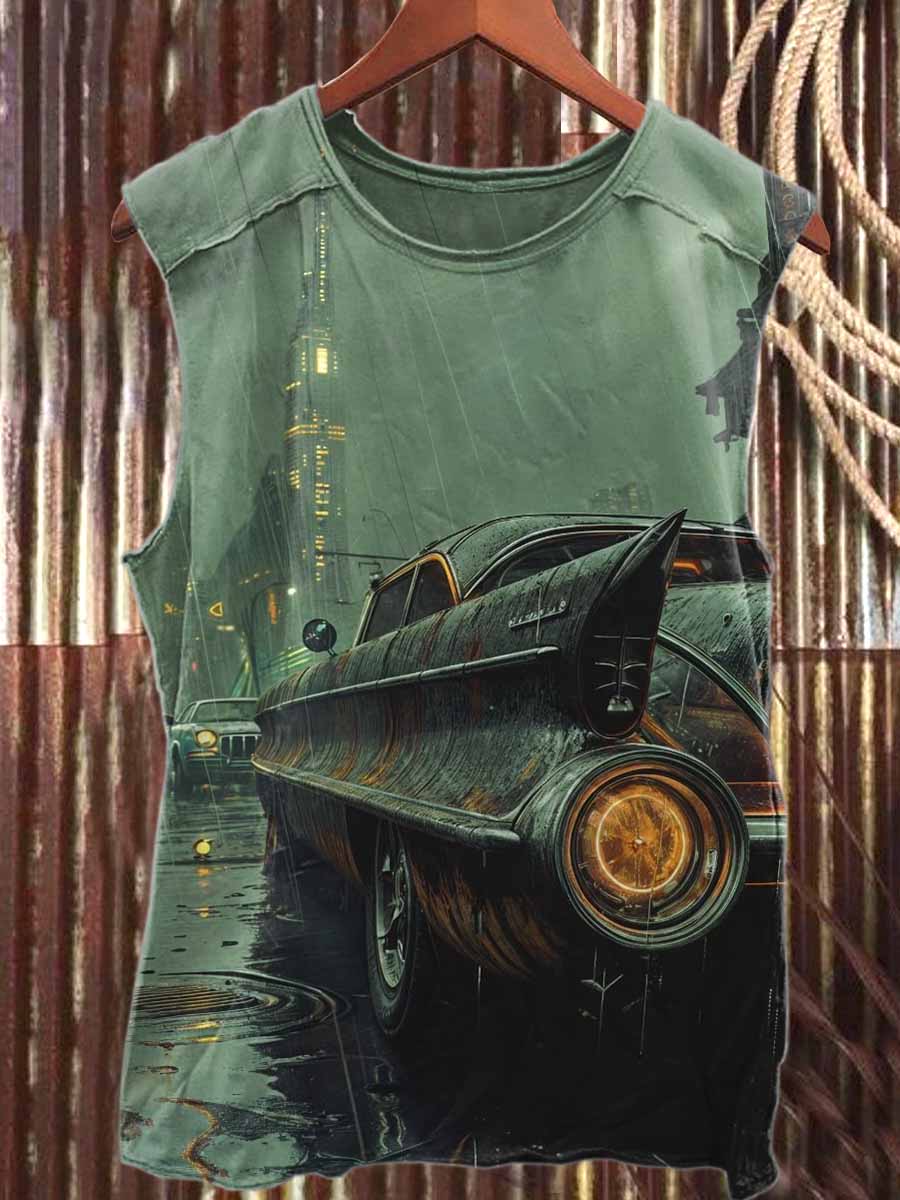 Mysterious Future Printed Casual Loose Tank Top