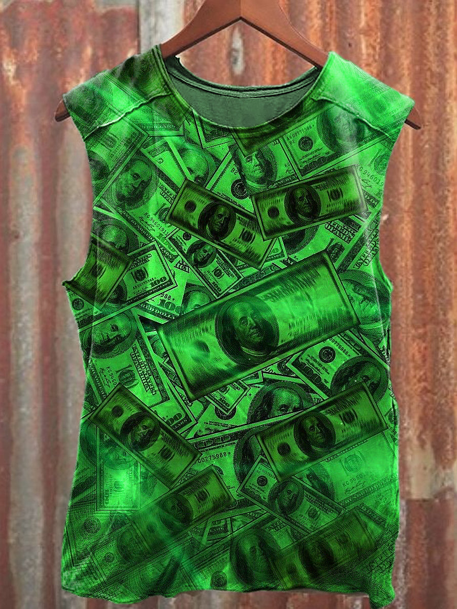 Men's Casual Dollar Printed Tank Top