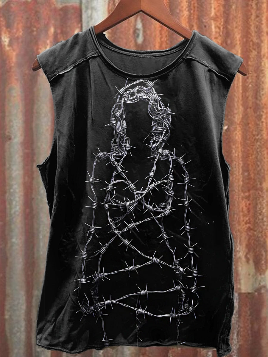 Men's Casual Iron Wire Woman Printed Tank Top