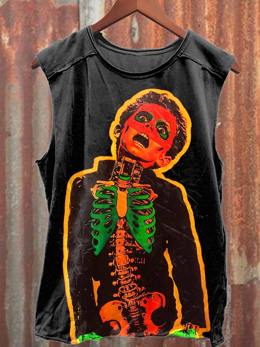 Retro 80s Punk Graffiti Print Casual Cotton Tank Top
