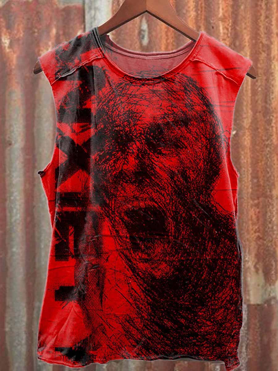 Vintage Midnight Hell Print Casual Cotton Tank Top