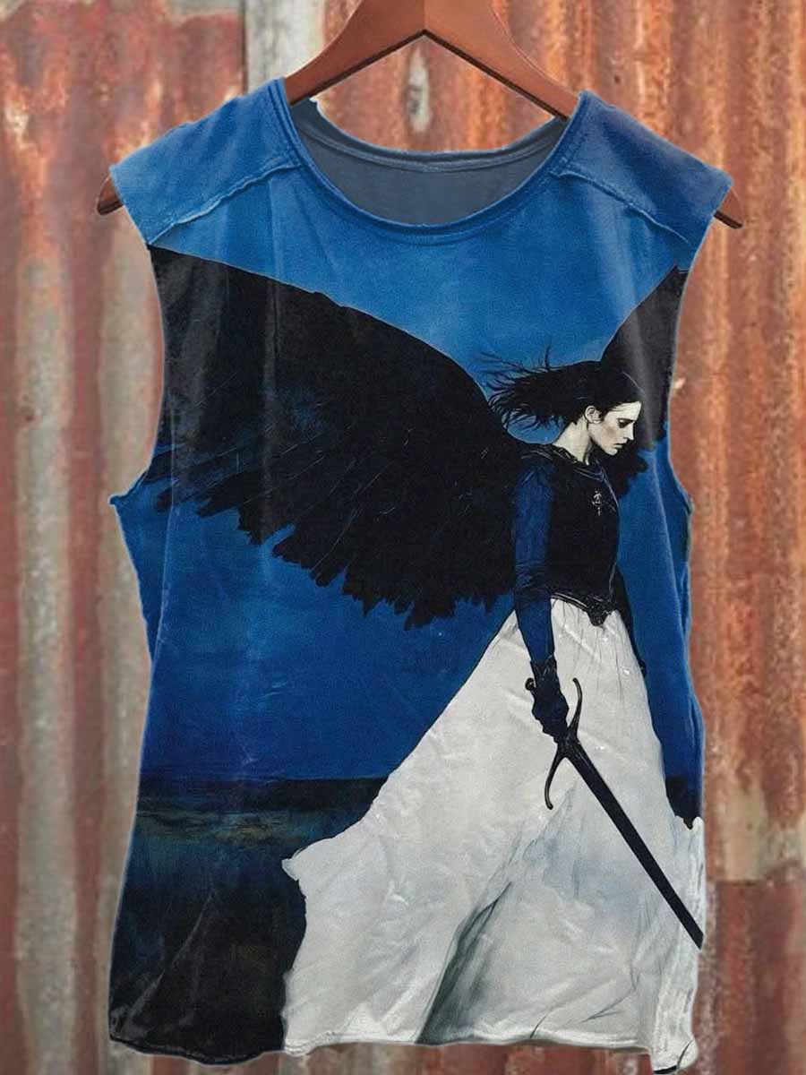 Vintage Printed Casual Cotton Tank Top