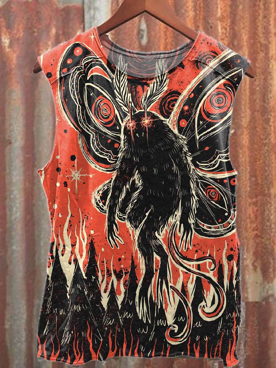 Retro Graffiti Print Loose Casual Tank Top