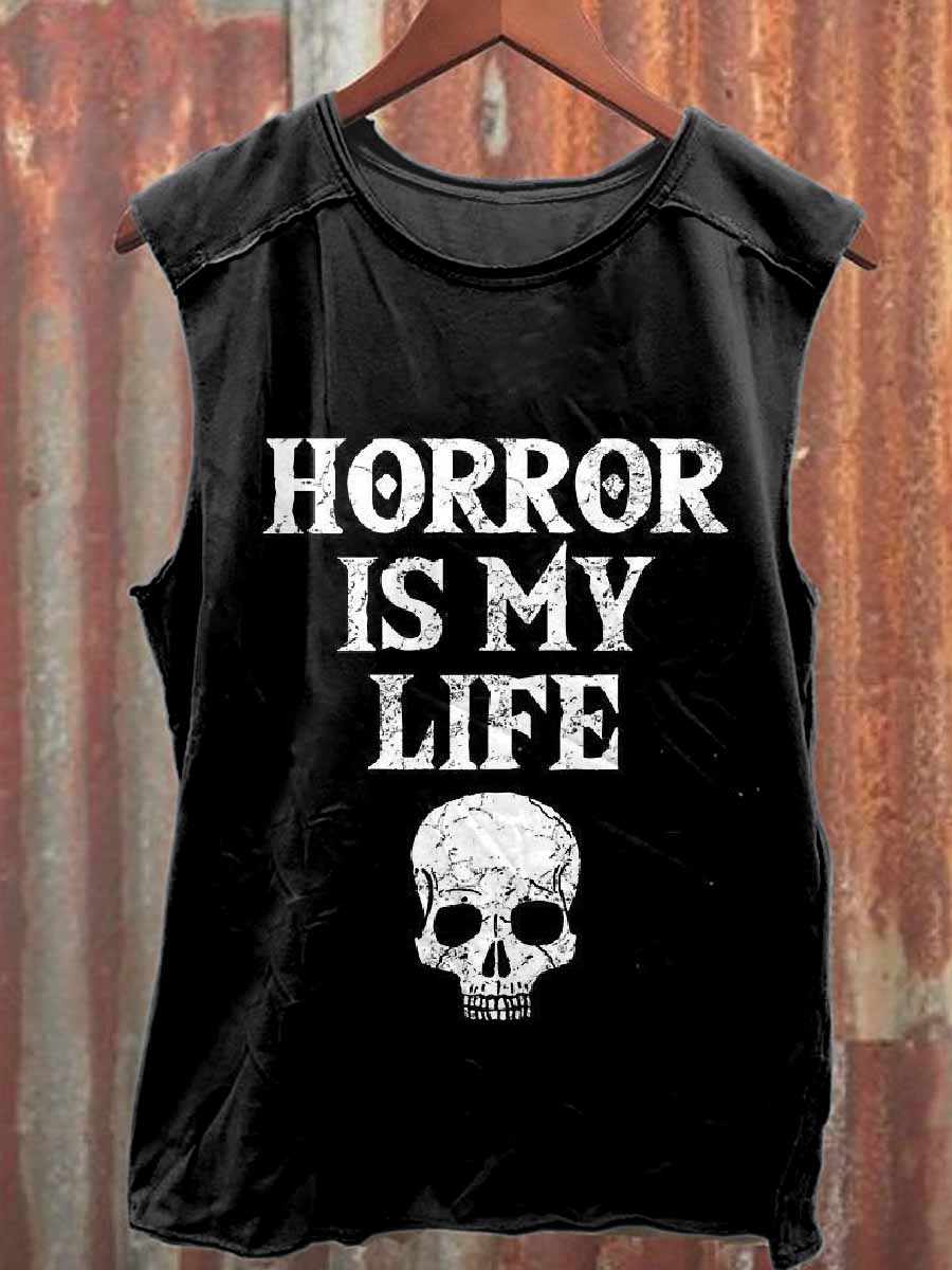 Retro Graffiti Print Loose Casual Tank Top
