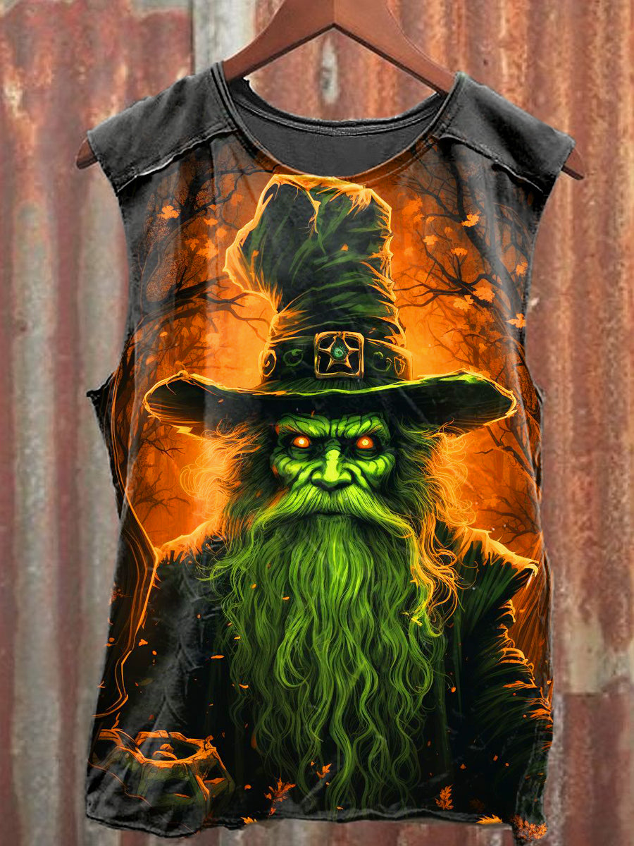 Men's Casual Magical Old Man Printed Tank Top