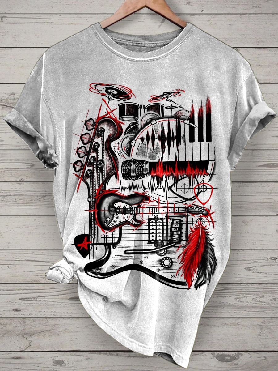 Unisex Punk Music Printed Vintage Fashion Loose Short Sleeve T-Shirt