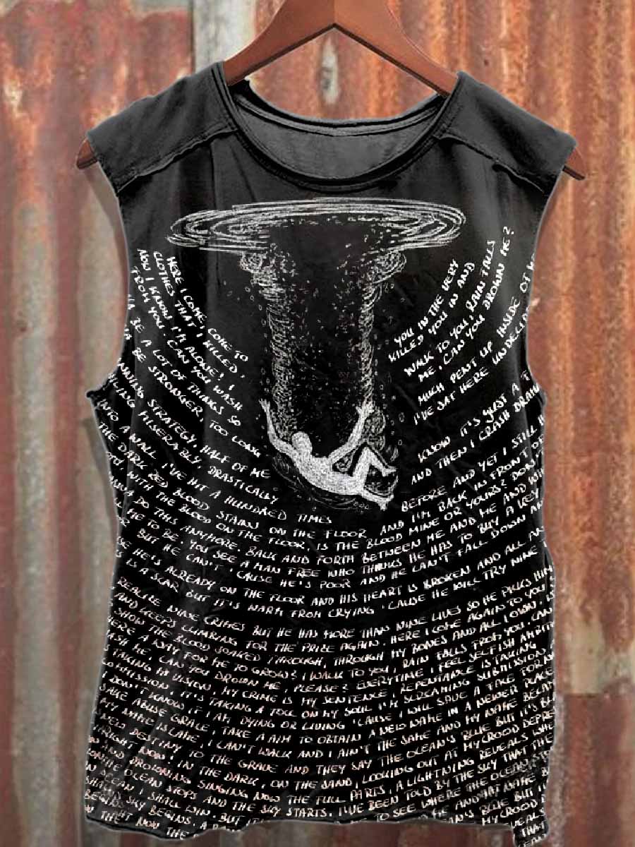 Retro Graffiti Print Casual Cotton Tank Top