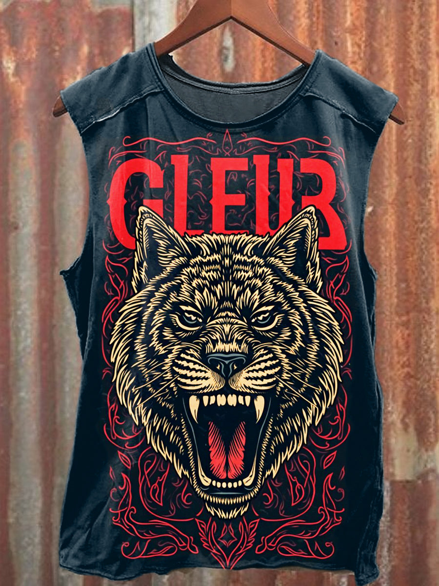 Men's Casual Wolf Printed Tank Top