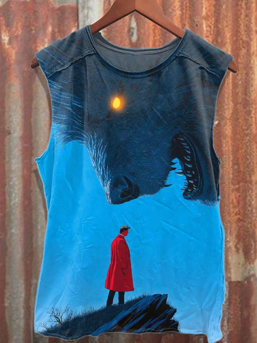 Retro Graffiti Print Casual Cotton Tank Top
