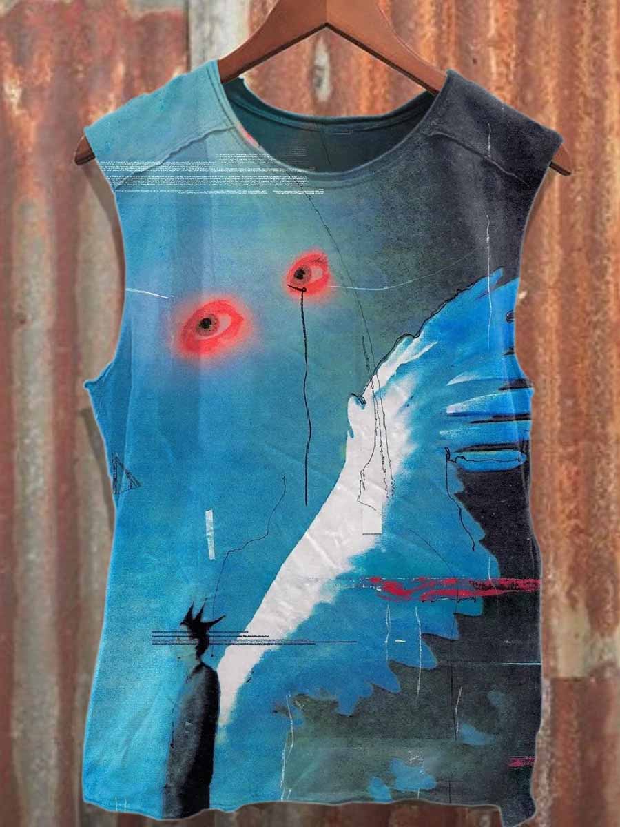 Retro Graffiti Print Casual Cotton Tank Top
