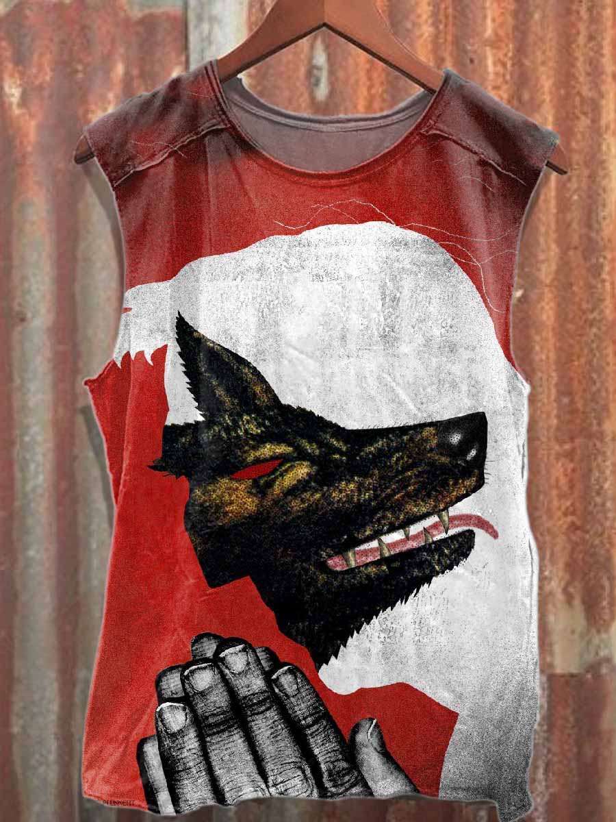 Retro Graffiti Print Casual Cotton Tank Top