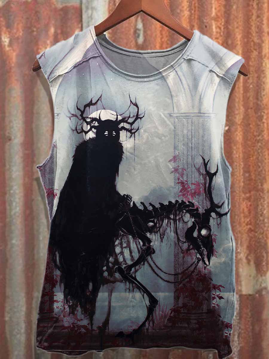 Retro Graffiti Print Casual Cotton Tank Top
