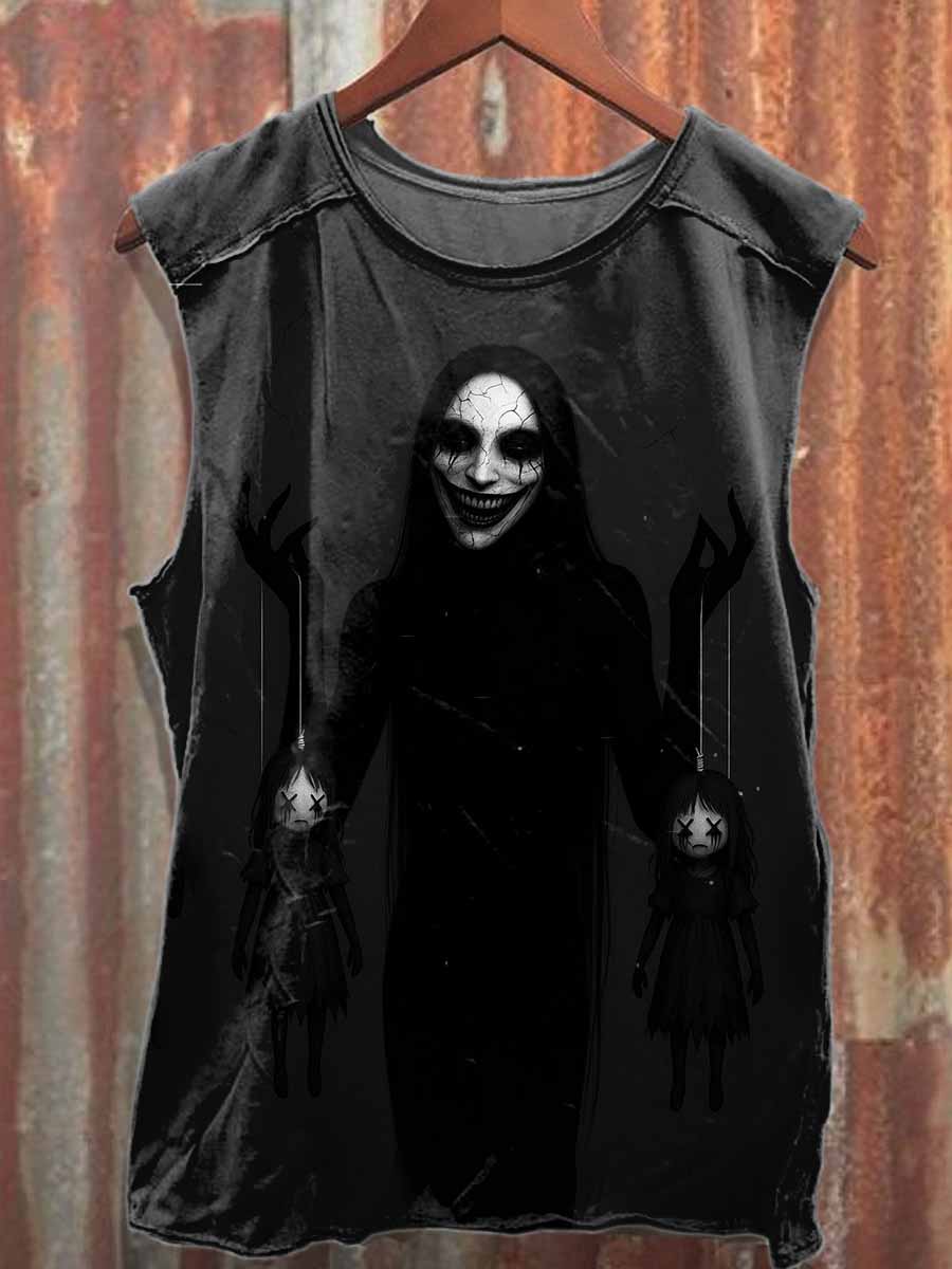 Dark Viper Graffiti Print Casual Cotton Tank Top