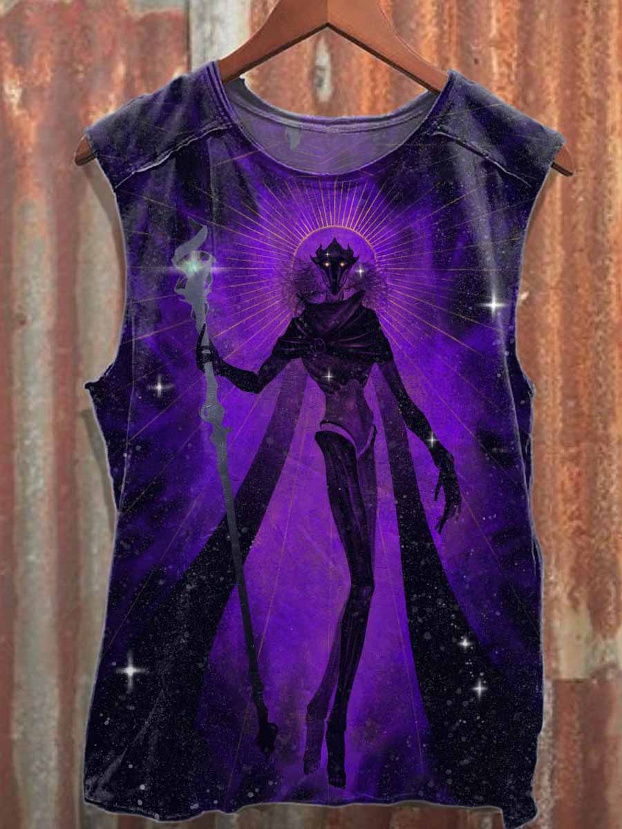 Retro Graffiti Print Casual Cotton Tank Top