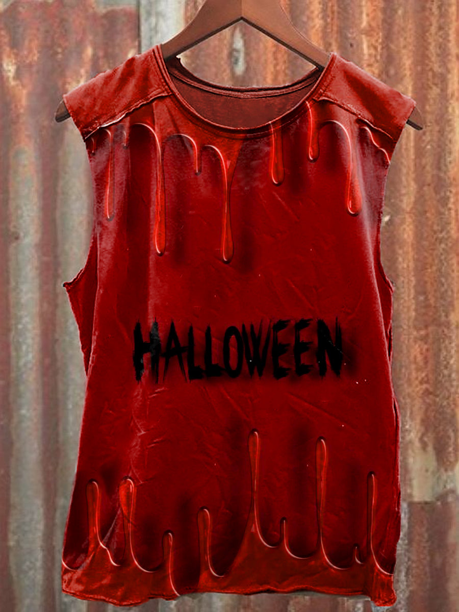 Men's Casual Halloween Blood Printed Tank Top