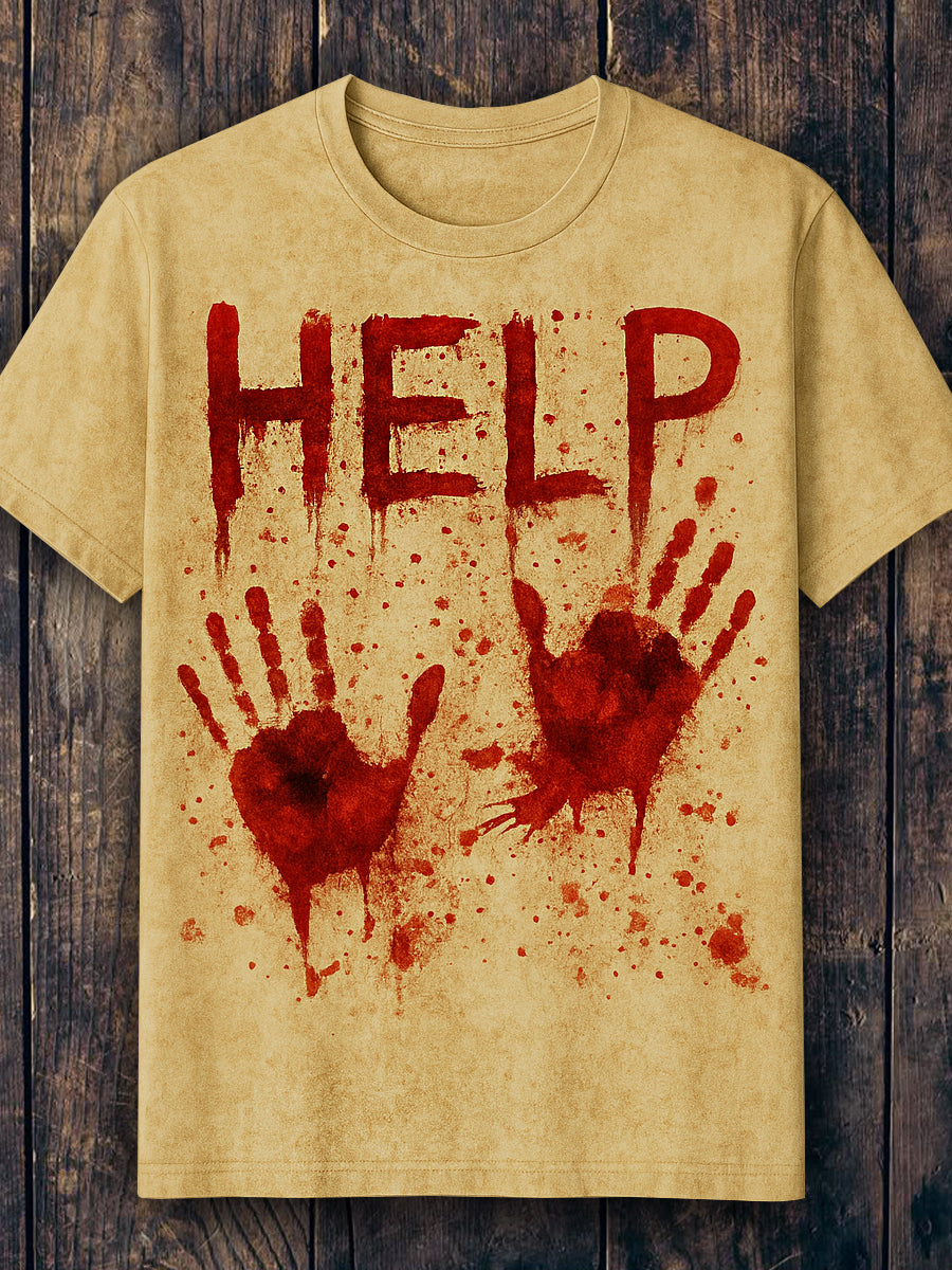 Unisex Halloween Blood Printed Vintage Fashion Loose Short Sleeve T-Shirt