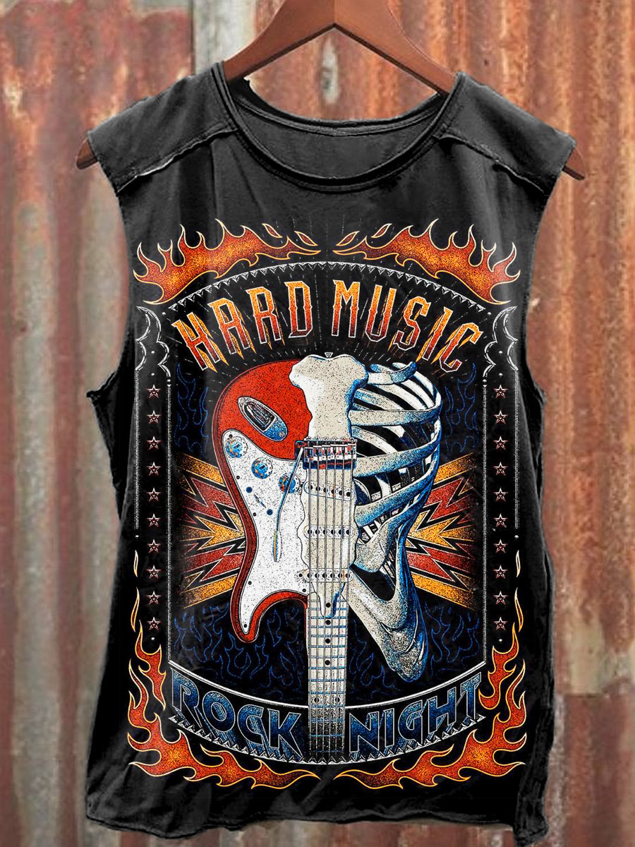 Men's Casual Rock Music Illustration Printed Tank Top