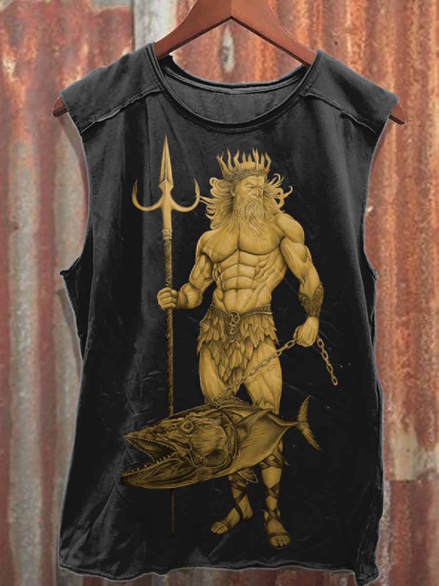 Retro Graffiti Print Cotton Tank Top