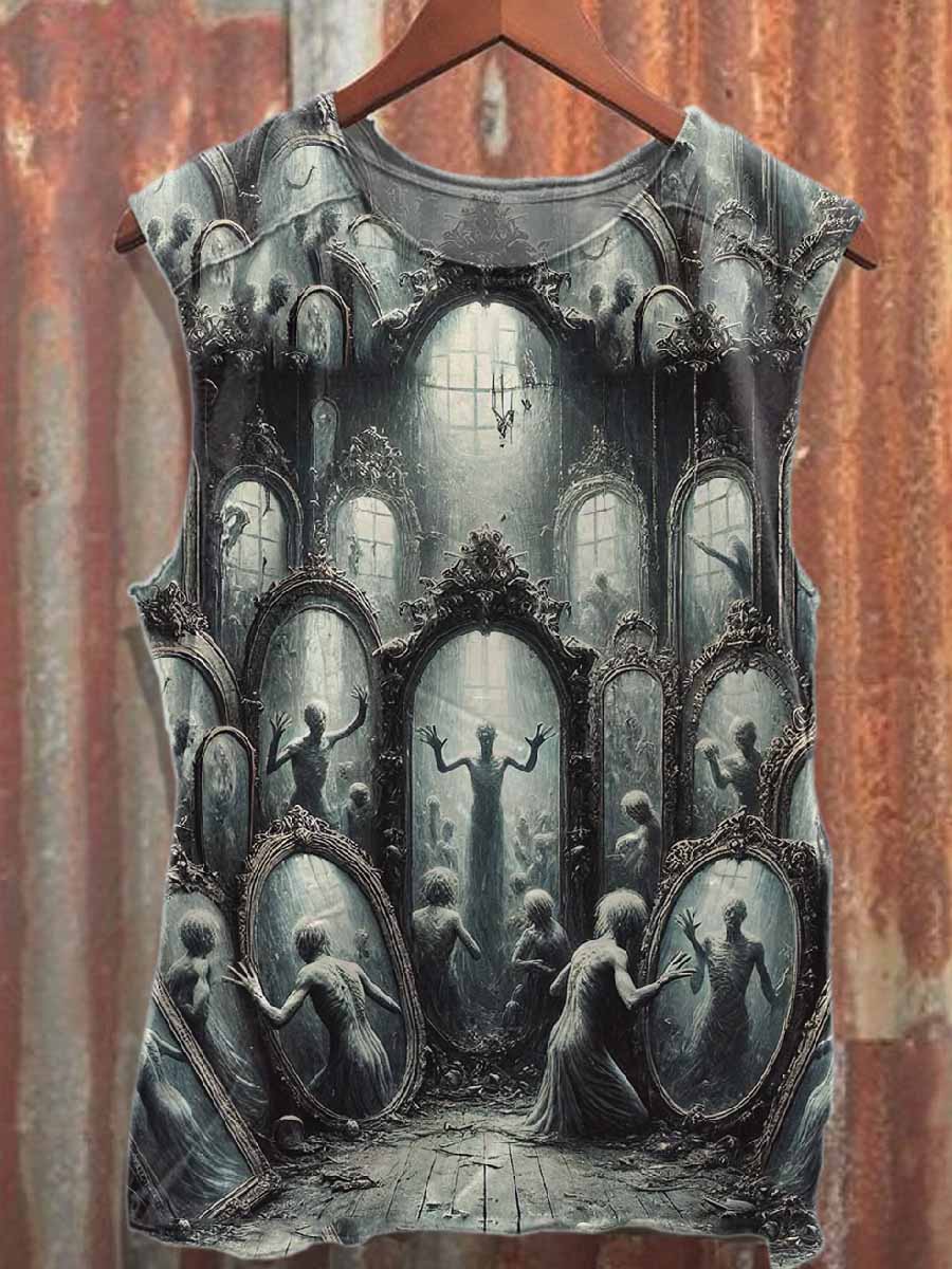 Vintage Skull Embellished Cotton Tank Top