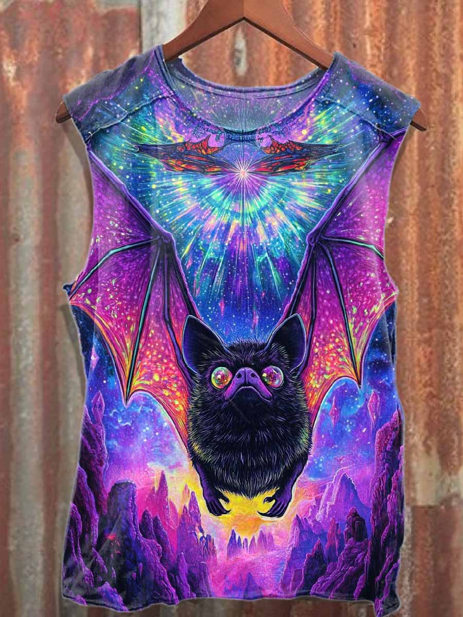 Fantasy World Bat Print Cotton Tank Top
