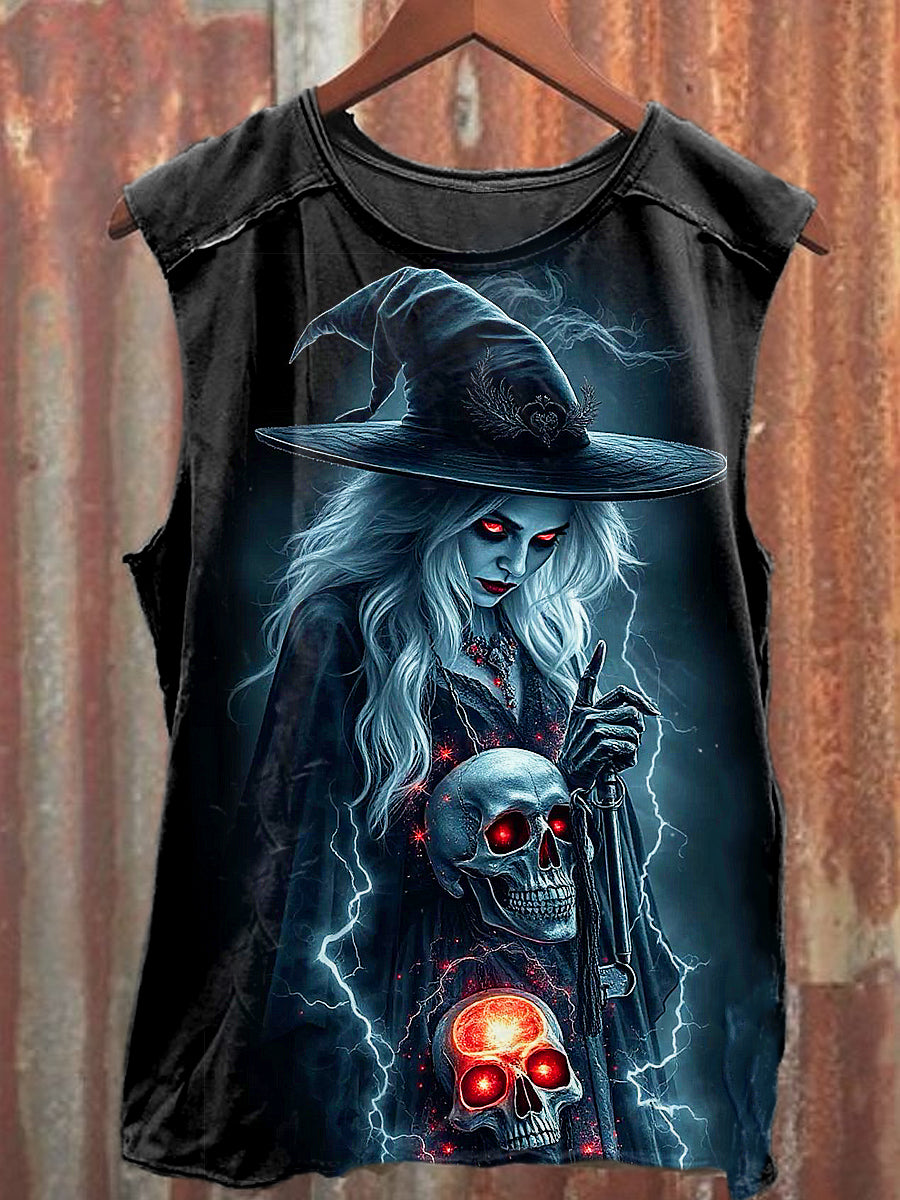 Men's Casual Halloween Witch Printed Tank Top
