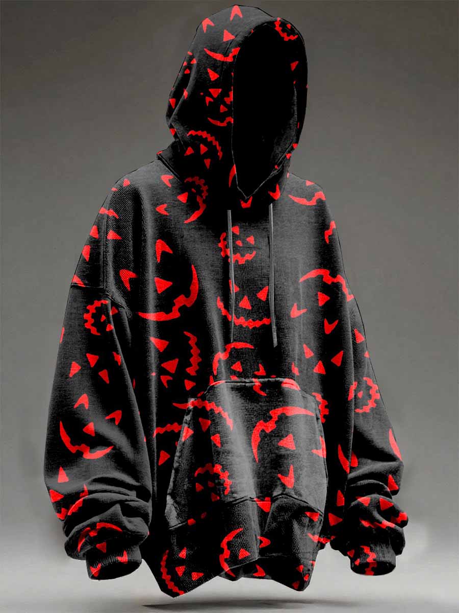 Unisex Retro Halloween Pumpkin Face Hoodie Sweatshirt