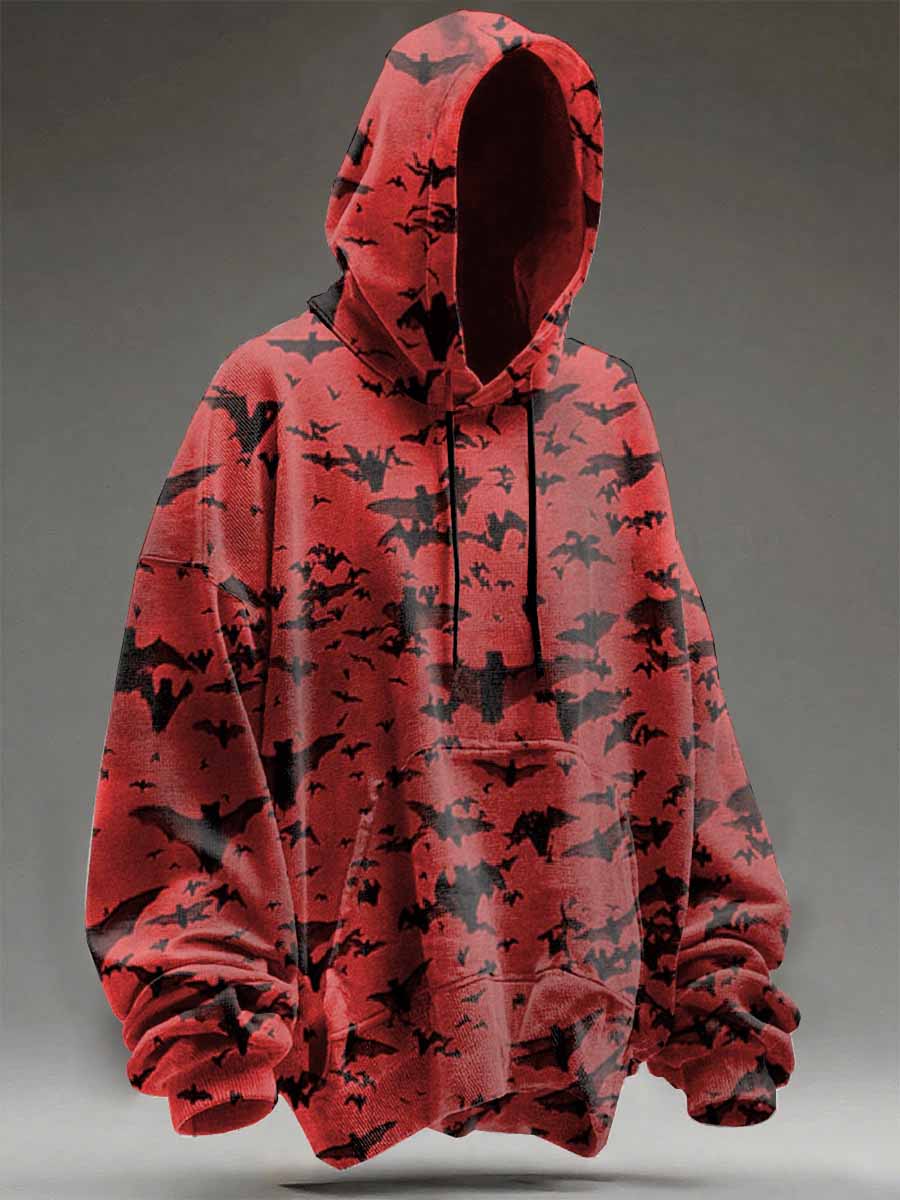 Unisex Retro Bat Blood Pattern Hoodie Sweatshirt