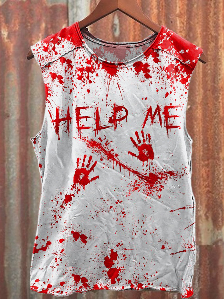 Men's Casual Halloween Blood Printed Tank Top