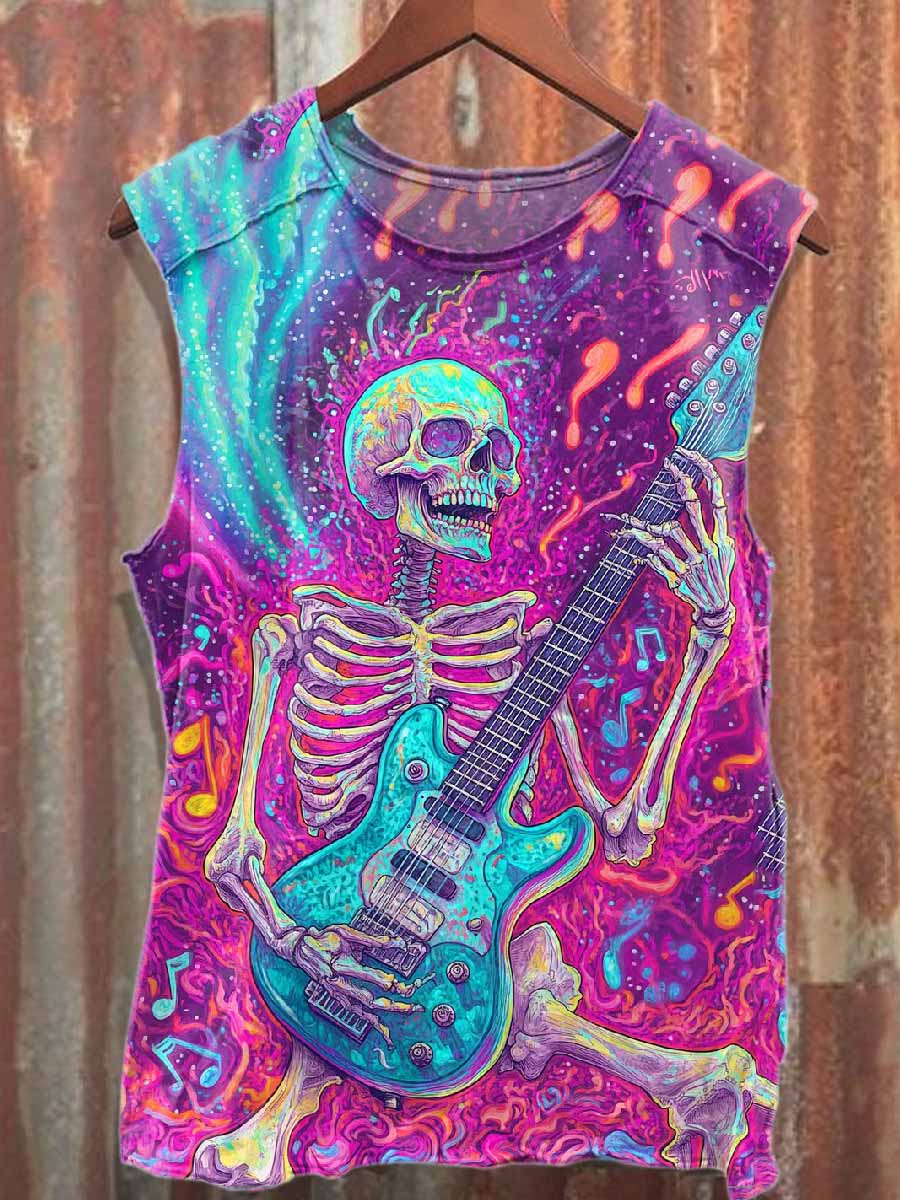Retro Graffiti Art Print Casual Loose Tank Top