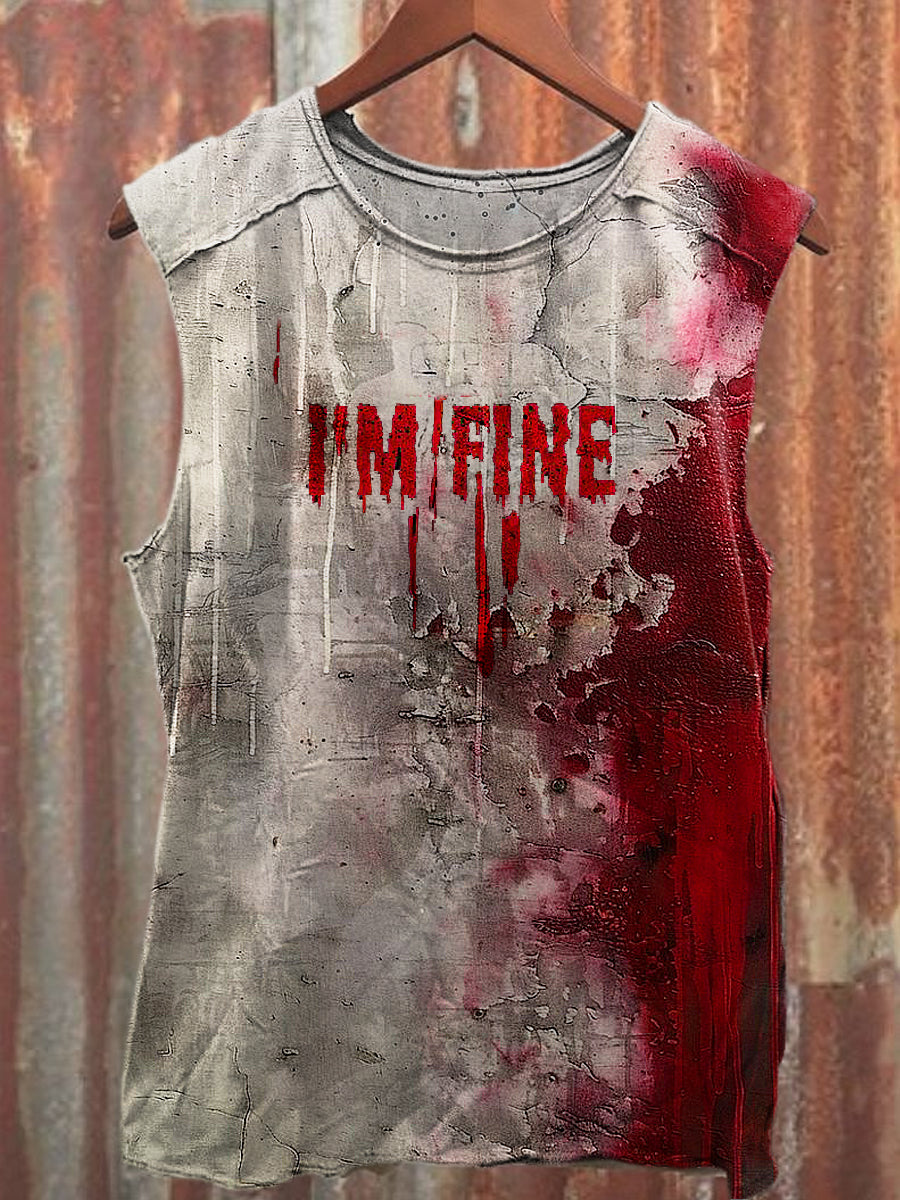 Men's Casual Halloween Blood Printed Tank Top