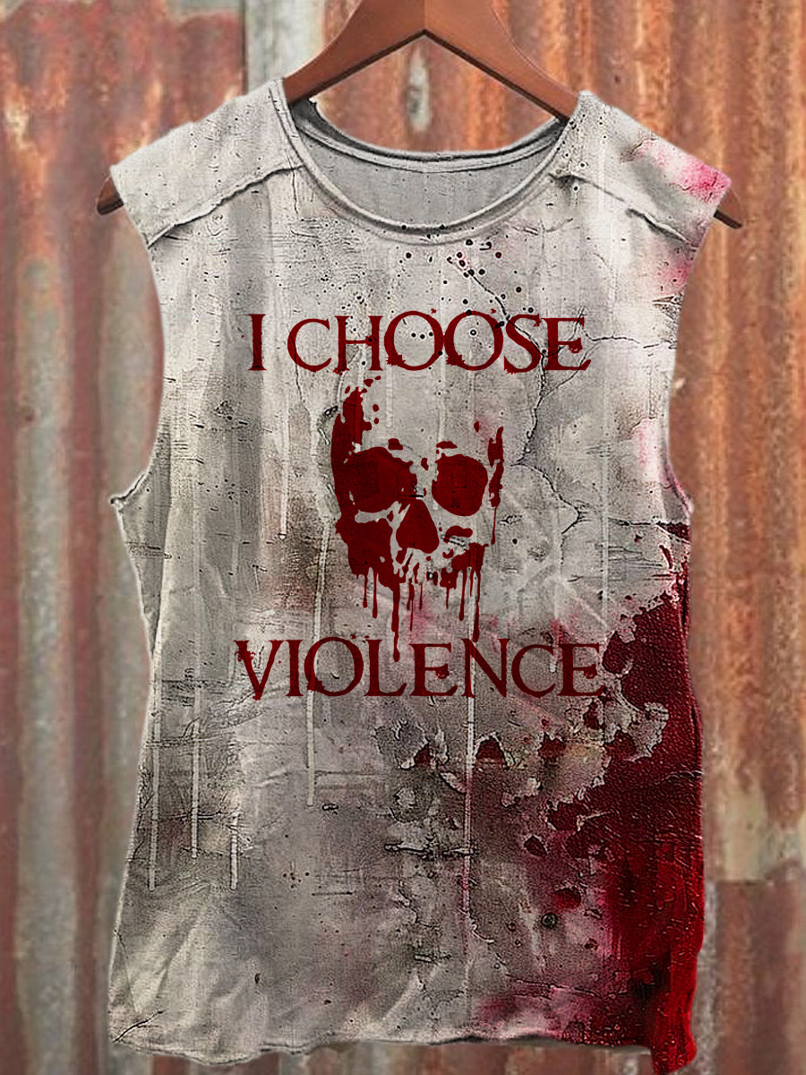 Men's Casual Halloween Blood Skull Printed Tank Top