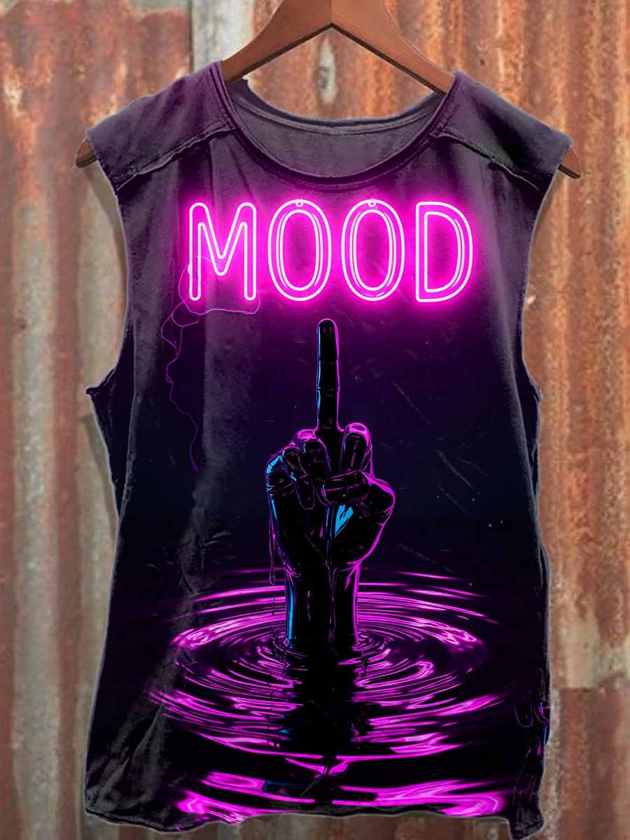 Retro Graffiti Printed Casual Cotton Tank Top