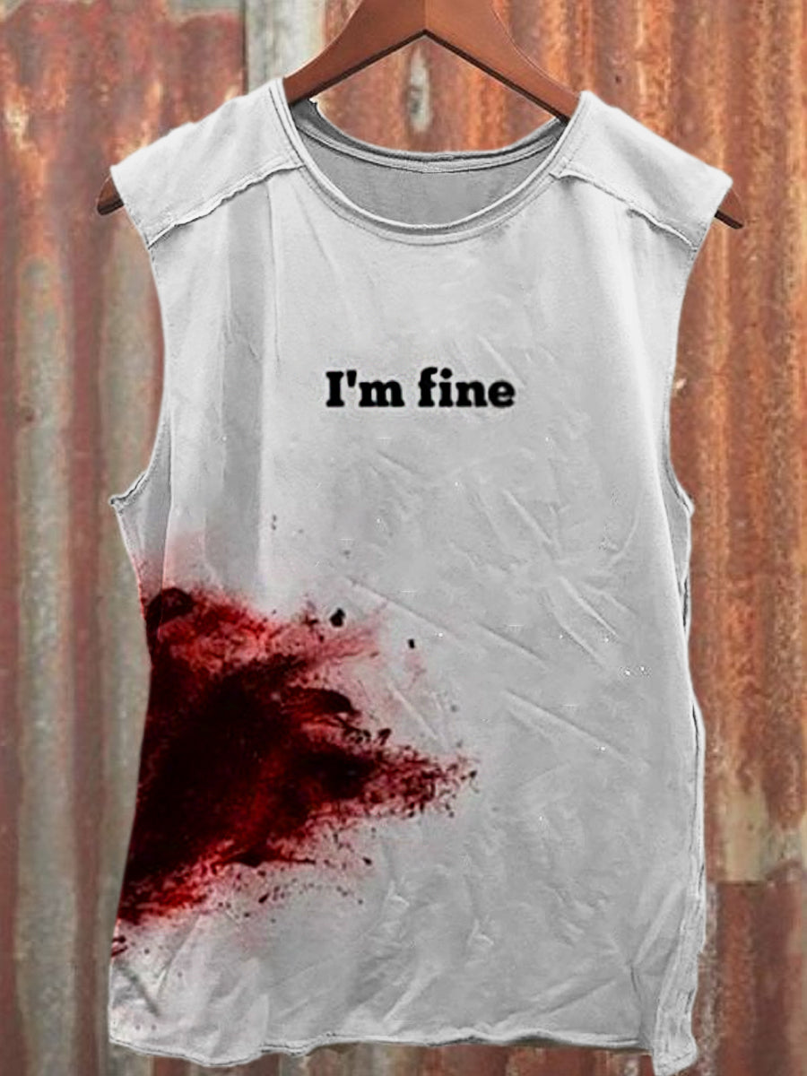 Men's Casual Halloween Gothic Blood Printed Tank Top