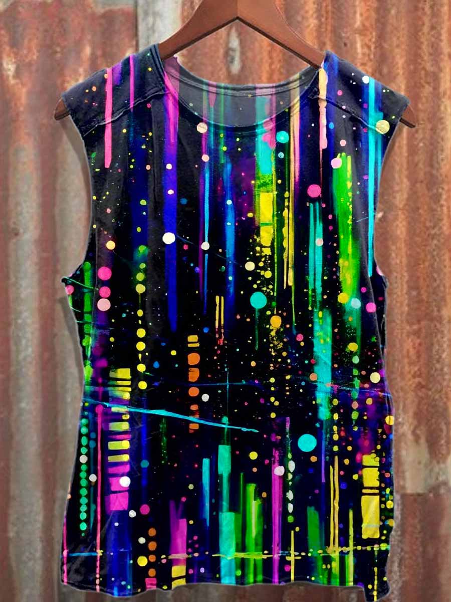 Retro Graffiti Printed Casual Cotton Tank Top