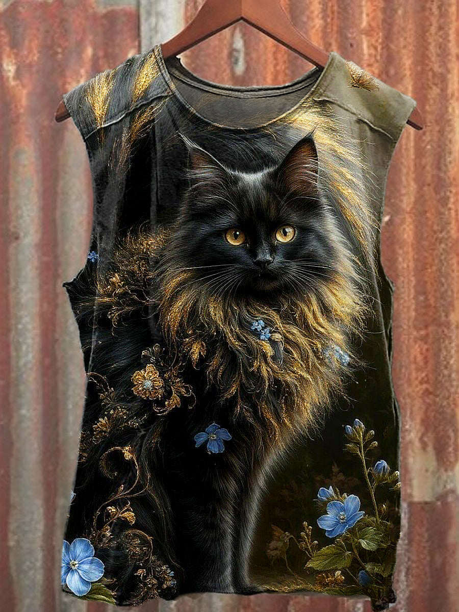 Men's Casual Cute Cat Printed Tank Top