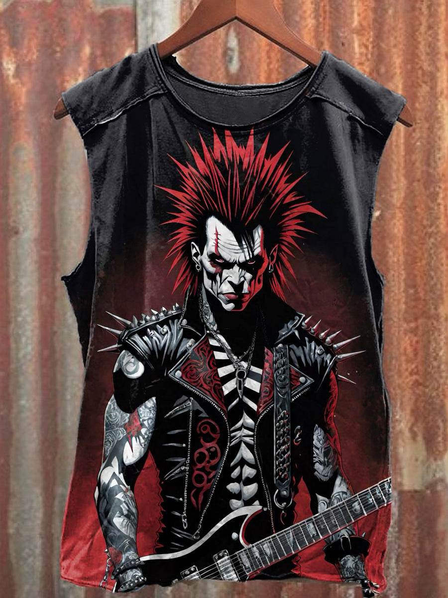 Men's Casual Punk Guitarist Printed Tank Top
